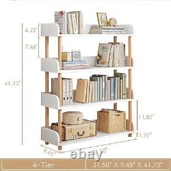 Étagère à livres ouverte en bois à trois niveaux pour bibliothèque, bureau à domicile ou armoire de rangement, blanc