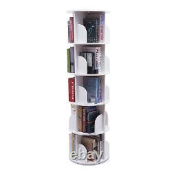 Étagère à livres pivotante à 360° avec 5 niveaux de rangement en forme de bibliothèque, étagère de rangement autonome pour présentoir.