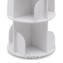 Étagère à livres rotative à 360° avec 5 étagères de rangement de livres, présentoir blanc