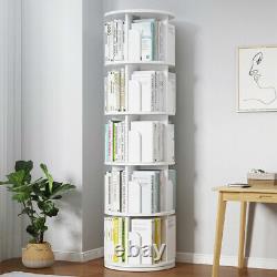 Étagère à livres rotative à 360° avec 5 niveaux de rangement, bibliothèque étagère de rangement autonome à affichage rotatif