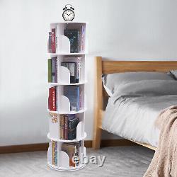 Étagère à livres rotative à 360 degrés avec 5 niveaux de rangement - Meuble de rangement autonome pour afficher des livres