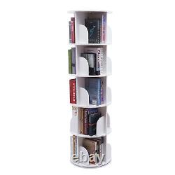 Étagère à livres rotative à 360 degrés avec 5 niveaux de rangement - Meuble de rangement autonome pour afficher des livres