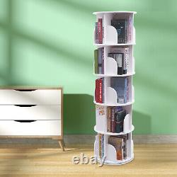 Étagère à livres rotative à 360 degrés avec 5 niveaux de rangement et étagère de présentation autoportante