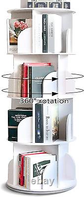 Étagère à livres rotative à 4 niveaux avec vue à 360 degrés et rangement rotatif unique.