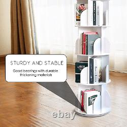 Étagère à livres rotative à 4 niveaux avec vue à 360 degrés et rangement rotatif unique.
