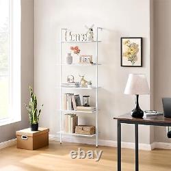 Étagère bibliothèque, étagère échelle, étagère murale en bois à 5 niveaux de rangement ouverte de couleur blanche
