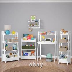 Étagère d'angle blanche pour enfants avec rangement de jouets et étagère à livres