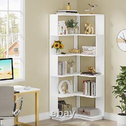 Étagère d'angle en bois blanc pour bibliothèque, étagère ouverte, rangement à la maison et organisateur