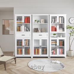 Étagère de bibliothèque avec étagères, présentoir, rangement, armoire avec tiroir central, support, étagère