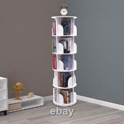 Étagère de rangement à 5 niveaux pivotante à 360° pour livres, bibliothèque, étagère de rangement autonome