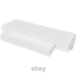 Étagère murale flottante blanche en MDF NNEVL avec 1 tiroir de rangement pour livres/DVD.