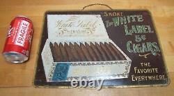 Étiquette Blanc 5c Cigars Antique Tin Ad Store Display Sign Carvalho & Co Phila USA