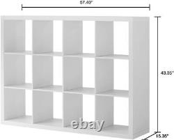 Grande bibliothèque à 12 cubes moderne blanc étagères de rangement ouvertes séparateur de pièce