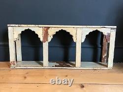 Indian Mughal Arch Shelf Boho Antique Cream Wood Rustic Storage Unit (en)