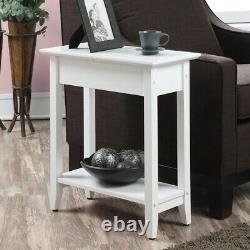 Moderne Flip Top Side Accent Table Narrow Display Shelf Concealed Storage White