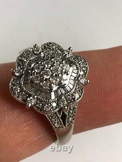 Nouvel Affichage Magasin 14k White Gold Diamonds Cocktail Ring Size 11 Signé Zmr