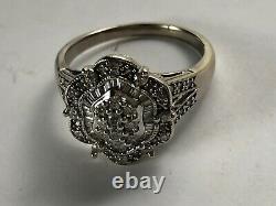 Nouvel Affichage Magasin 14k White Gold Diamonds Cocktail Ring Size 11 Signé Zmr