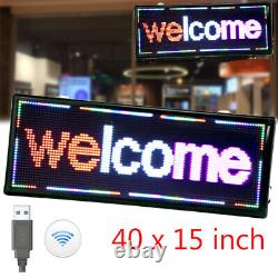 Panneau d'affichage de message défilant de magasin à LED 3 couleurs, enseigne de bar, bandeau 40 x 15 pouces