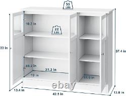 Présentoir d'armoires de sol avec 3 portes en verre pour le rangement, 15.75 D X 43 W X 37.5 H