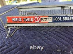 Présentoir publicitaire de magasin de cigarettes Vintage White Owl Cigars Robt. Burns Cigarillos