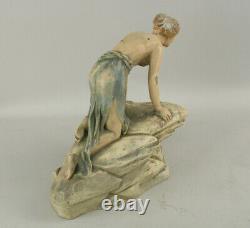 Rare Antique 1910 White Rock Boissons Plater Psyche Store Display Statue