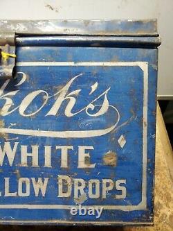 Rare Hickok's Lily White Marshmallow Drops Store Countertop Display Metal Box