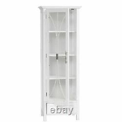 Salle De Bains Stockage Lin Cabinet Small Slim Wooden Curio Display Cabinets White