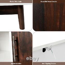 Support De Rangement Wood Display Console Table Tv Stand Polyvalent Avec Porte Et Étagère
