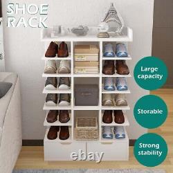 Support à chaussures vertical, range-chaussures organisateur d'affichage de stockage, blanc, 15 paires