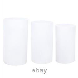 Support d'affichage cylindrique blanc pour gâteau de mariage, rack de rangement empilable en 3 pièces.