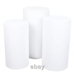 Support d'affichage cylindrique blanc pour gâteau de mariage, rack de rangement empilable en 3 pièces.