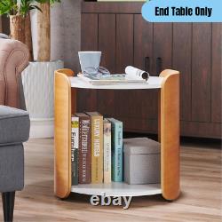 Table Ronde Moderne Mid-century Avec Plateau Accent Display Storage Blanc/brun