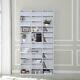 Tall White Wooden Bookcase Storage Display Shelf Organizer Bed Living Room Study