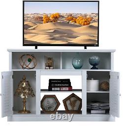 Tv Stand Pour 55'' Console Table Display Armoire Rangement Salle De Séjour Divertissement