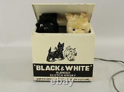 Vintage Fleischmann Black & White Scotch Whiskey Tin Display Animated Dogs