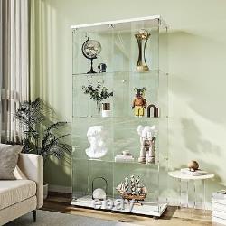 Vitrine en verre 2 portes avec serrures 4 étagères pour collection de figurines Curio