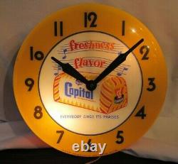 Vtg 1950s Capital Bread Lighted Clock Store Display Harrisburg Pa Neon Produits
