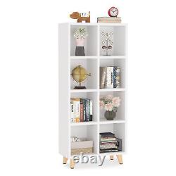 White Bookshelf Modern Tall Cube Bibliothèque Bibliothèque Display Cabinet Avec Rangement